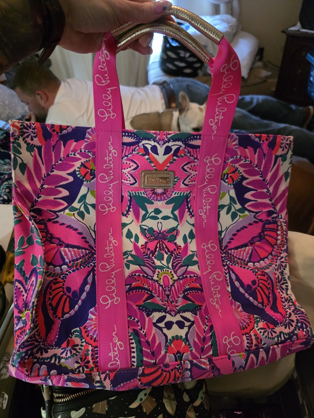 Lilly Pulitzer Pink & Purple Floral Canvas Tote